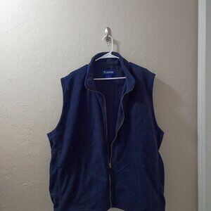 Turfer Navy Blue Fleece Zip-Up Vest